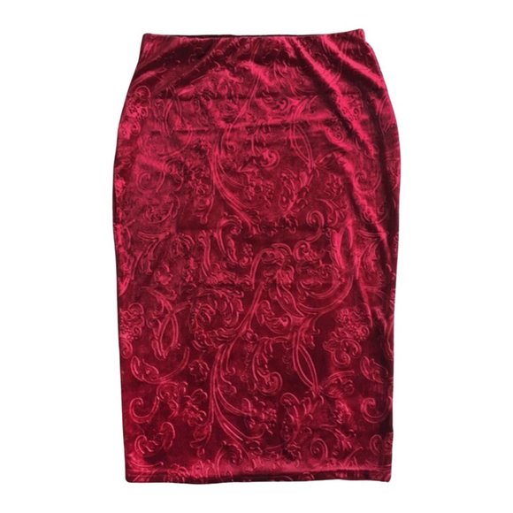 Sans Souci Dresses & Skirts - Red Velvet BodyCon Midi Skirt